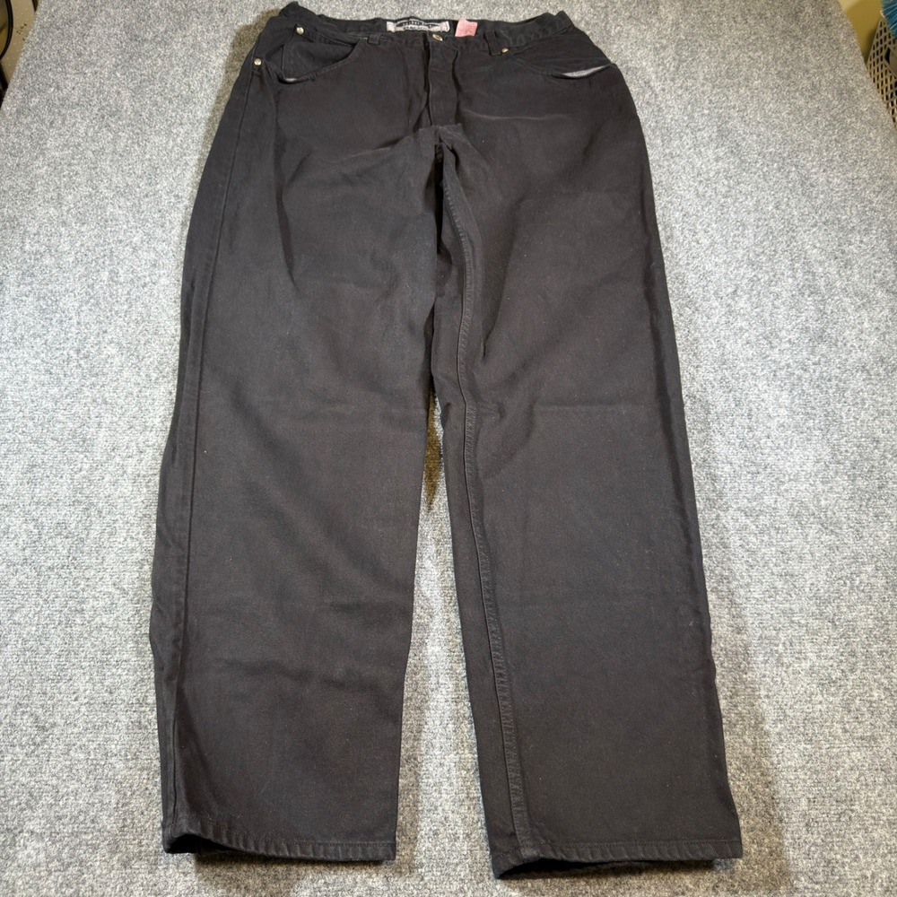 Vintage 90s Anchor Blue Baggy Jeans Mens 38x34 Actual 34x33 Black Wide Leg